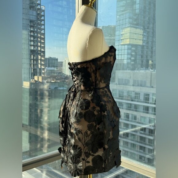 🆕 BRONX & BANCO 🧿 NWOT Jasmine Maraya Black Lace Up Mini Dress, Sz M US 6 - Picture 9 of 16
